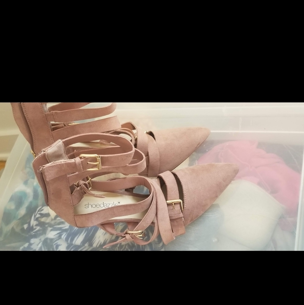 Pink strappy heels